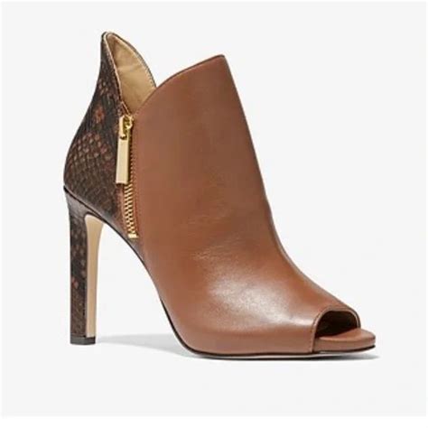 michael kors alane pebbled leather ankle boot|Alane Leather and Python Embossed Open.